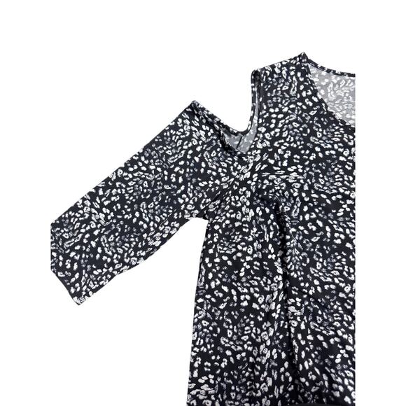 Vince Camuto 2X Black White Print Cold Shoulder Dress Sheer Back Keyhole Detail - Picture 5 of 5